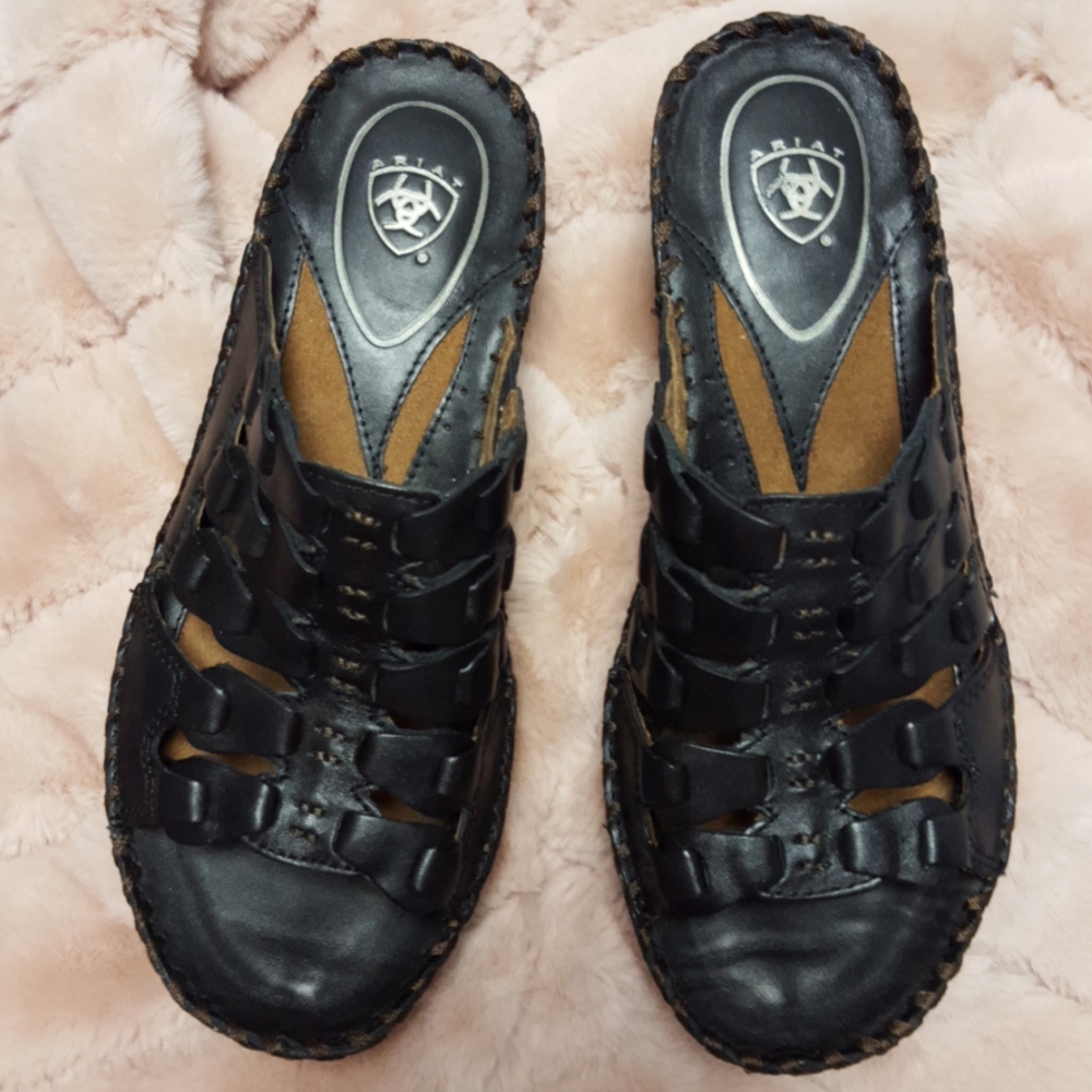 NIB womens Ariat black open toe shoes size 5.5 - Picture 6 of 10